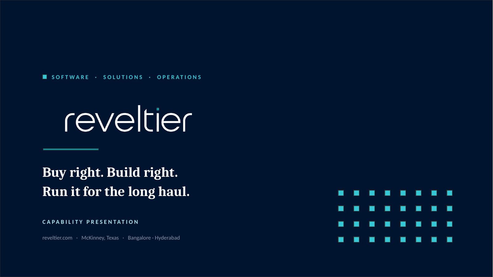 Reveltier capability deck — slide 1 of 20